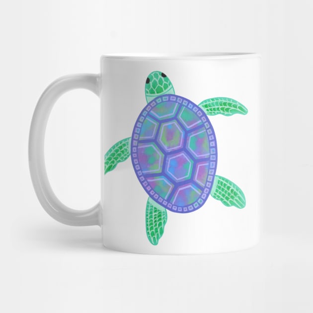 Turtle illustration with purple, green, blue marbled shell by NashTheArtist